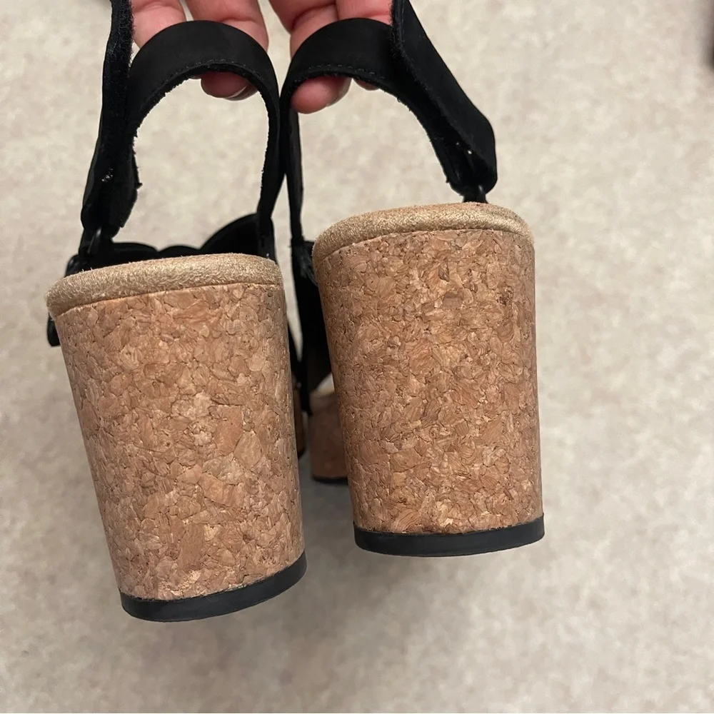 Clark’s Collection Nerisa West Black Cork Platform Heel Sandals Women’s Size 8.5